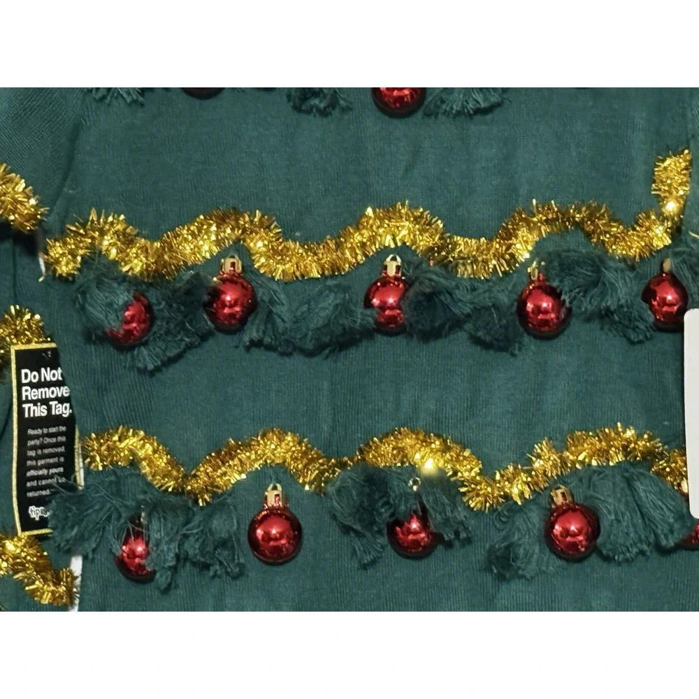 Tipsy Elves Christmas Sweater Dress XS Tinsel Tree Ugly‎ Holiday Dress